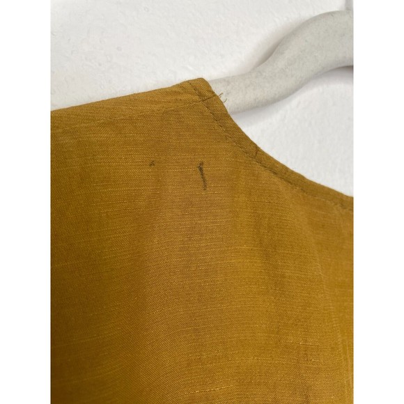 Zara Woman Sz 5 Knotted V-Neck Top Mustard Yellow Sleeveless Linen Cotton Blend - Picture 16 of 16